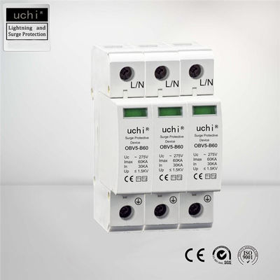 Electrical Type 1+2 Surge Protector 3p Poles Imax 60Ka Small FootPrint