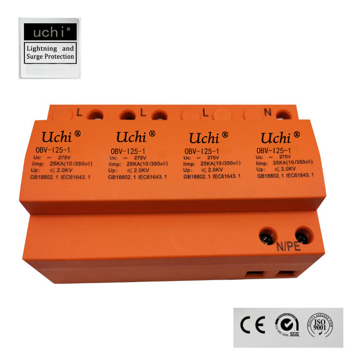 35mm DIN Rail Mounting 25kA Surge Protector Device With PBT Plastic Housing